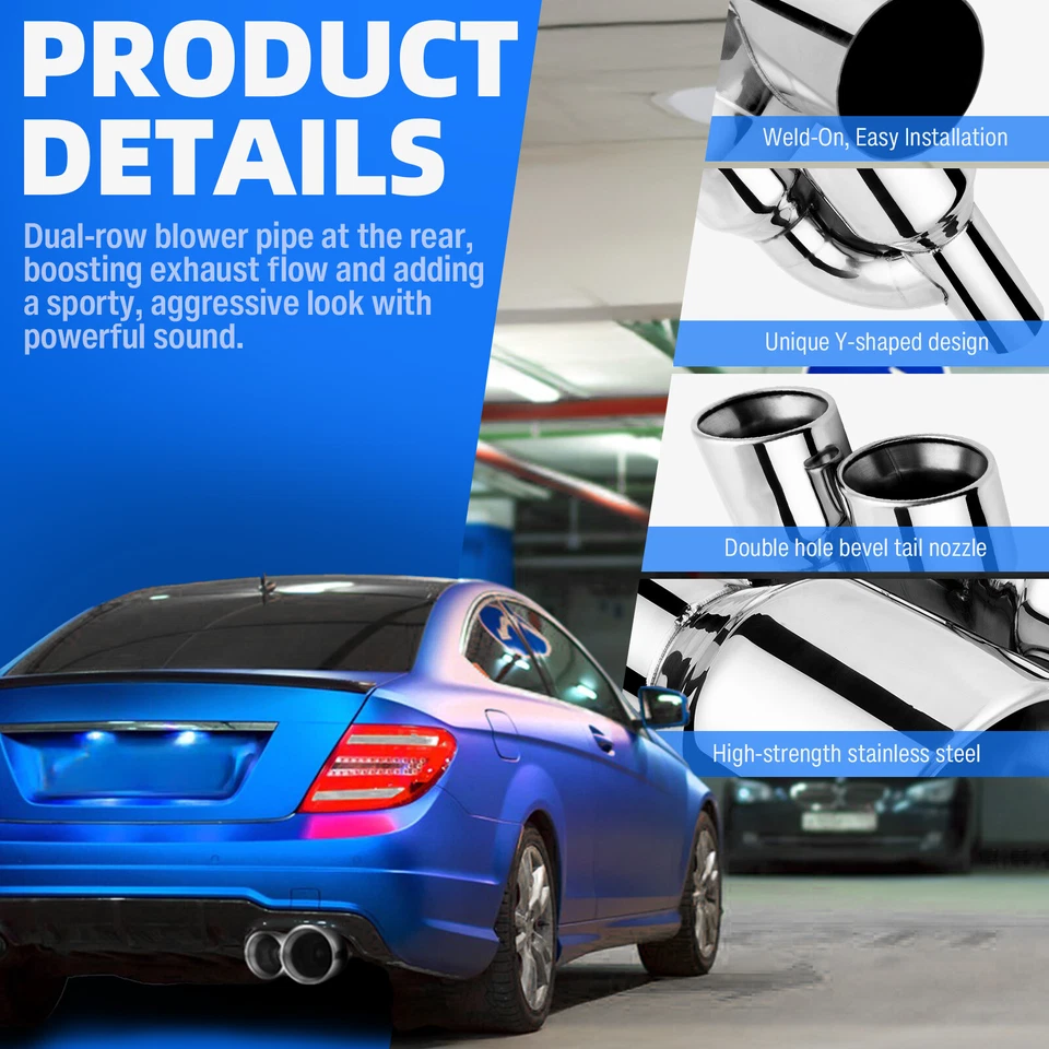 For Jeep Grand Cherokee Dual 2.5" ID to 4" OD Exhaust Pipe Quad Tips Double Wall - Image 3 of 4