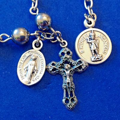 Religious Rosary Bracelet ARCHANGEL St MICHAEL Italian Saint 6mm Stainless Chain