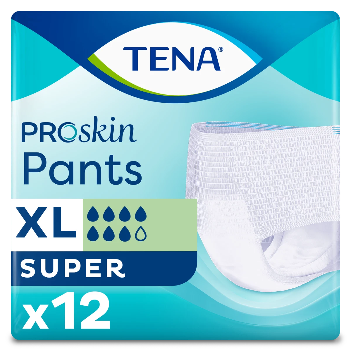 TENA Pants Super Adult Pull Up Incontinence Pants Size Extra Large 1 Pack  of 12