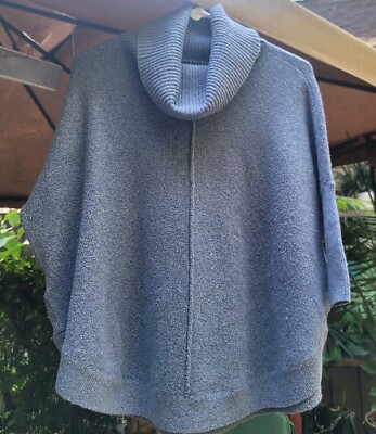 Loft Petites XXSP GreyBlue Pullover Sweater Cowl Neck Short Dolman Sleeves 