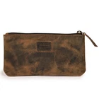 Leather Pencil Pouch Pen Case-Brown Elegant and Practical Zipper Pouch
