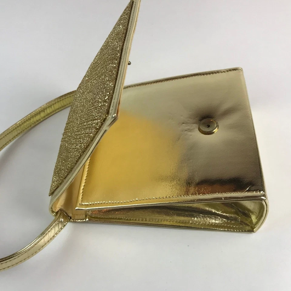 Bolso Vinilo Dorado Vintage (Hecho en Hong Kong) 15 cm Foto 4 de 4