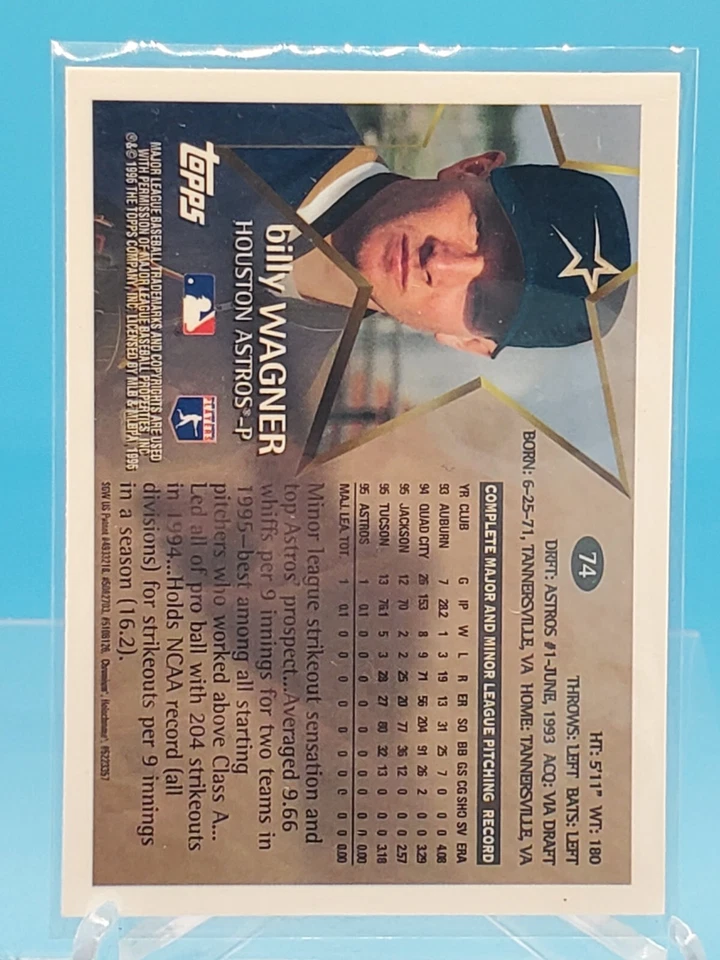 1996 Topps Chrome Billy Wagner #74 Future Star Houston Astros Baseball Card HOF  - Image 2 of 2
