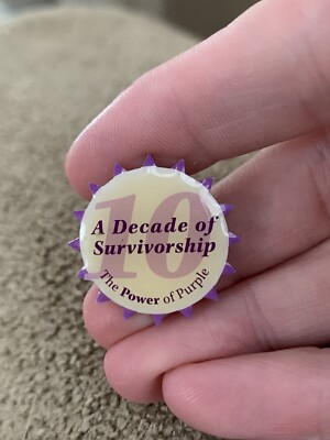 Vintage A Decade Of Survivorship Gold Tone Enamel Lapel Pin (GW4)