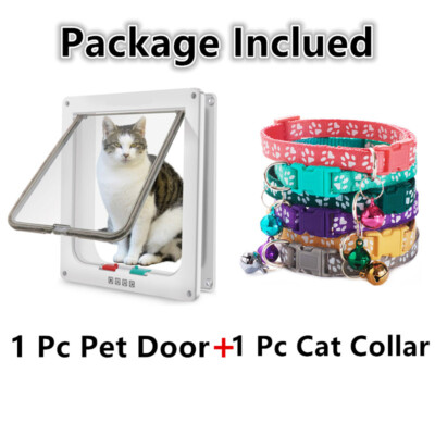Way Pet Door Cat Puppy Dog Magnetic Lock Lockable Flap Door Frame  Magnetic ABS