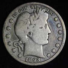 1893 Barber Silver Half Dollar FINE E165 ZEM