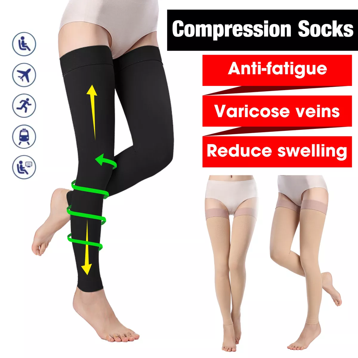 Plus Size Compression Tights for Women Circulation 20-30mmHg - Graduated  Support Stockings with Open Toe for Varicose Veins, Arthritis, Edema