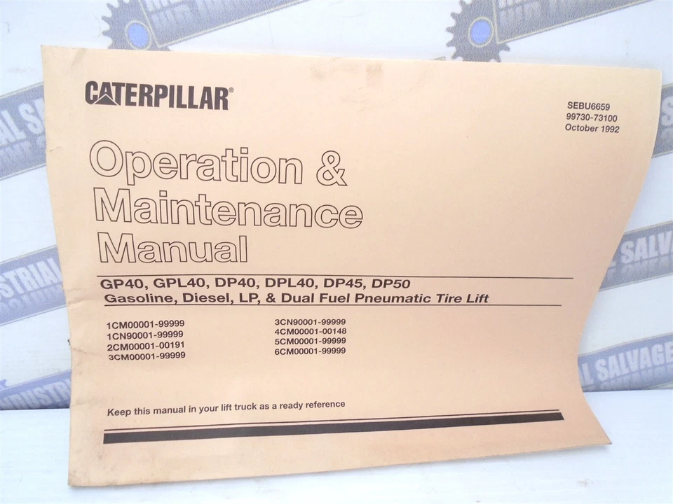 CAT - Kit #SEKD0022 - w/ Op. & Maint. Man. SEBU6659 + Parts Man. SEBN2775 - '92 - Image 3 of 4