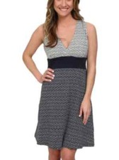 Patagonia Women  Margot Dress Navy Blue Geo Organic Cotton Stretch Outdoor Sz M