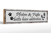 Holzschild Spruch 46X10 Cm Pfoten FüßE Bitte Hier Abtreten Deko Schild