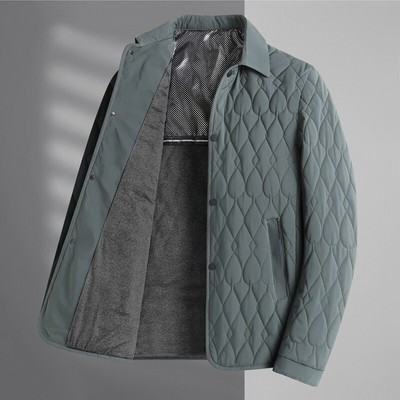 Fall/winter Quilted Padded Coat Men Lightweight Business Shirt-Style Warm Jacket