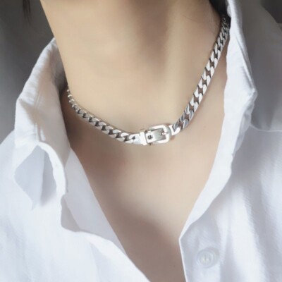 Sterling Silver Thick Chain Necklace 2026 Vintage Unique Belt