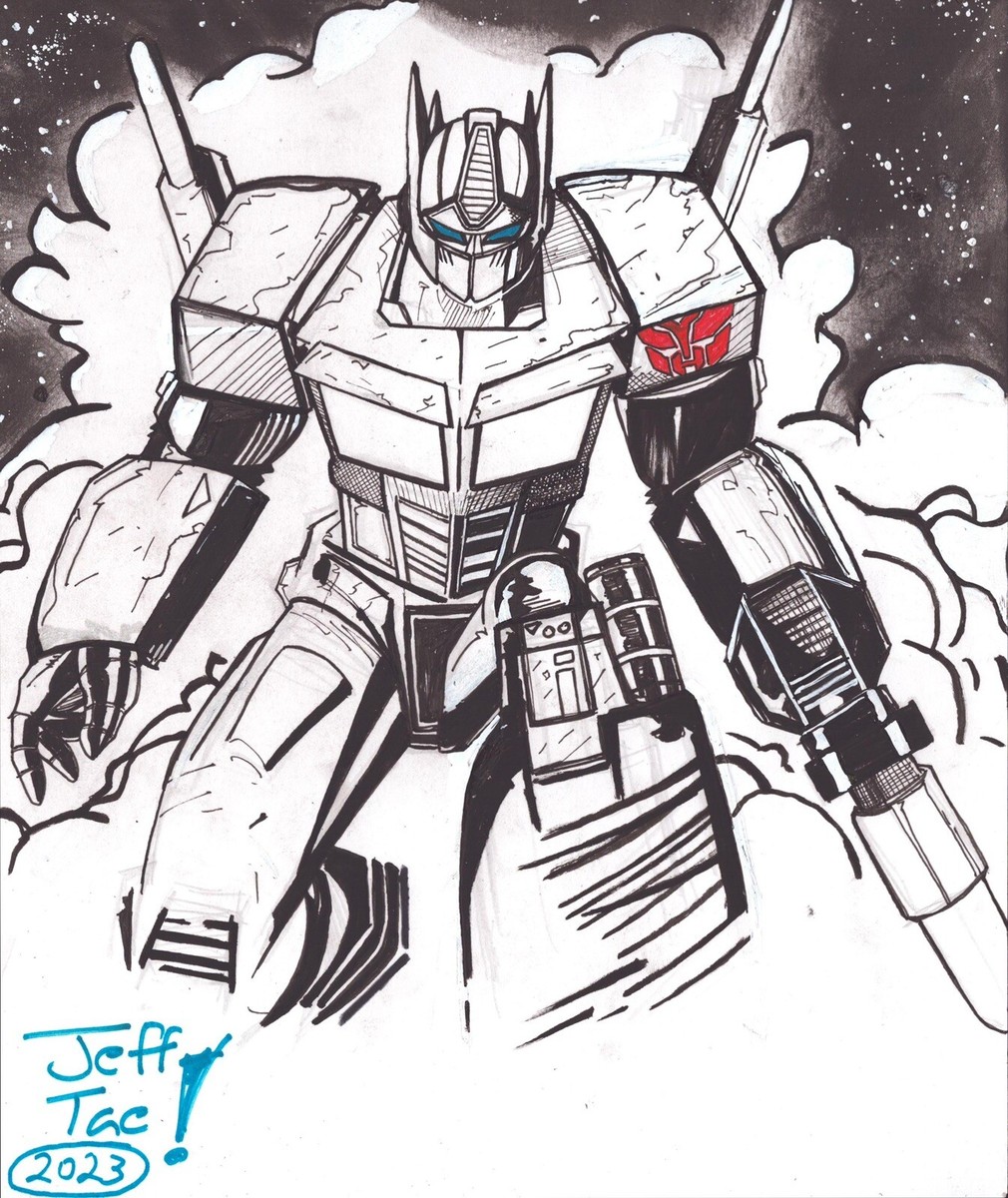 Original Transformers Optimus Prime Sketch by Jeff Tae 9x12