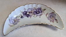 Andrea By Sadek Bone Dish, Floral, VTG, MCM, 60s, Pansies, Trinket/Jewelry Dish
