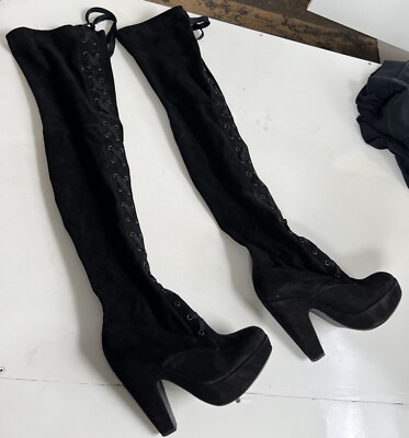 Robert Clergerie OTK Boots Black Suede Lace-up Size 40 EU/ 10 US M