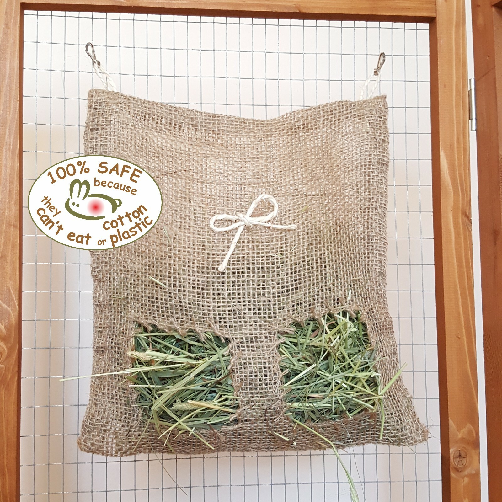 Large Hessian Timothy Hay Feeder Bags for Rabbits Guinea Pigs Gerbils Small Pets