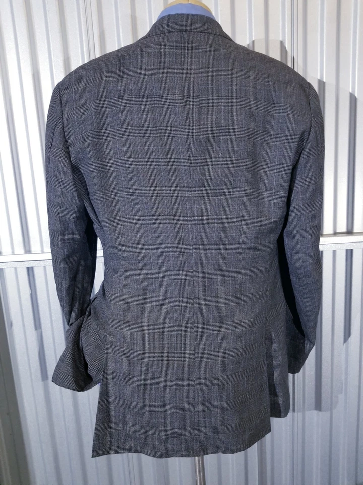 Abrigo Deportivo Blazer POLO Ralph Lauren Gris Azul 44L Cuadros Glen Italia Tweed Foto 3 de 4