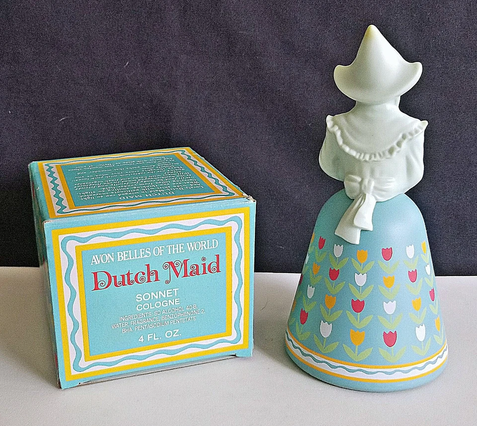Decantador de botellas Avon "Belles of the World" DUTCH MAID con Soneto Colonia 4 oz. NOS Foto 2 de 4