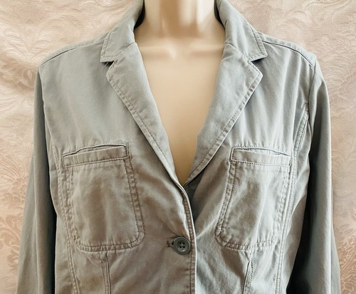 Chaqueta blazer/campo EDDIE BAUER para mujer 100 % algodón de 3 botones ~ TALLA 8 ~ AZUL PÁLIDO - Imagen 2 de 8