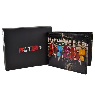 Herren Top Qualität Leder Geldbörse von Golunski Retro Vespa Roller in Geschenkbox b...