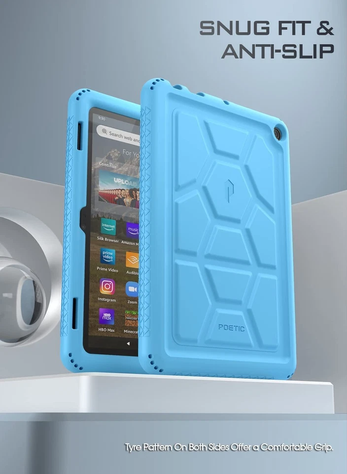 For Amazon Fire HD 8 / Fire HD 8 Plus 2022 Case Poetic Blue Silicone Cover - Image 4 of 4
