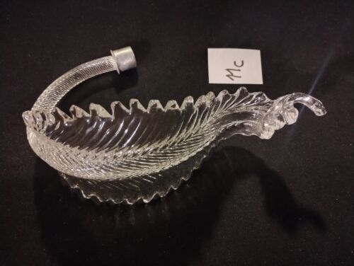 Vintage Hand Blown Murano Italy Clear Glass Leaf 20cm Chandelier Spare Parts 11c - Picture 1 of 4