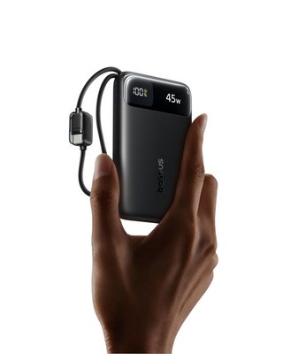 Baseus 45W Ultra Slim 10000mAh Power Bank Built-in USB-C 10000mah, Black