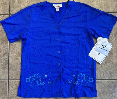 Erin London Women’s Blue Blouse Top New Vintage Size Small FAST SHIPPING - Image 1