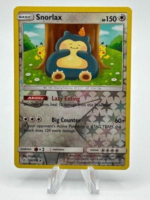 Snorlax 158/214 Reverse Holo Rare Sun & Moon Unbroken Bonds Pokemon Card LP