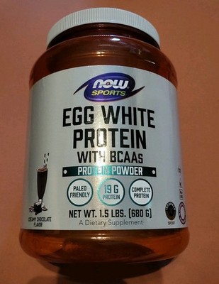 Now Sports Egg White Protein With BCAAs Protein Powder Chocolate 1.5LBS -E: 8/26