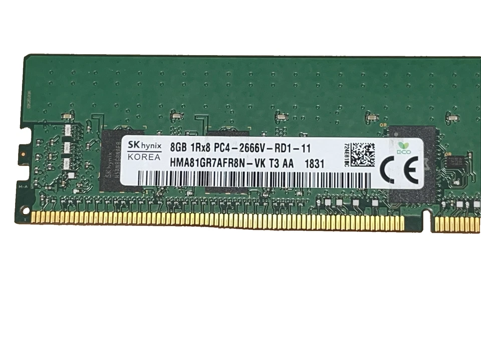 SK Hynix 8 GB DDR4-2666 PC4-21300V-R HMA81GR7AFR8N-VK 1Rx8 1.2 V Server RAM - Bild 2 von 3
