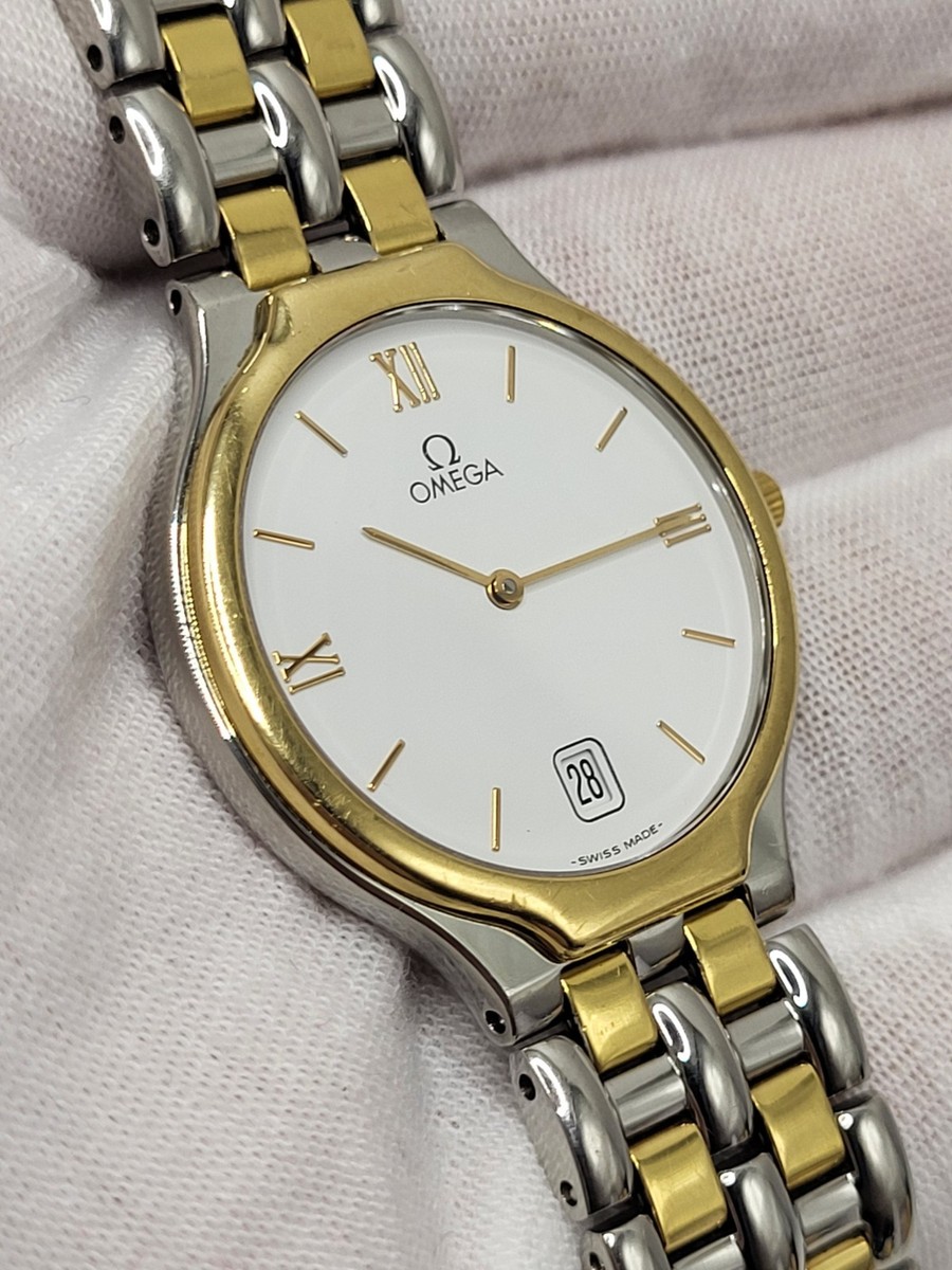 32mm SWISS [N. MINT] 1998 Omega DeVille 18K Solid Gold S.Steel