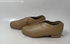 Capezio Womens Tele Tone Brown Faux Leather Round Toe Lace-Up Tap Shoes Size 8M