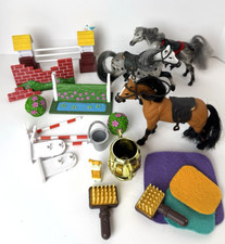 Lot Mixed Play Horses, Saddles, Bridles, Jumps Horse Accessories