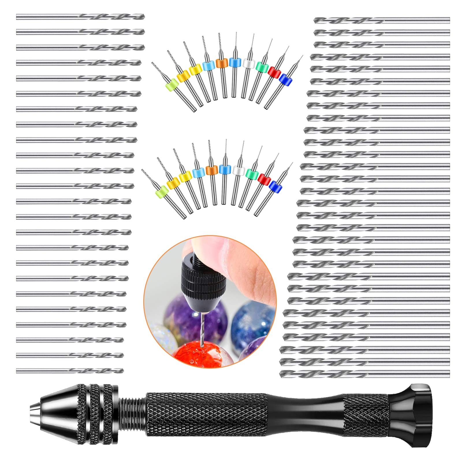 95Pcs Hand Micro Twist Drill Bit Set w/ Pin Vise PCB Bits fo