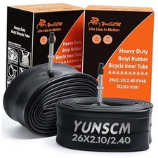 2-PCS 26" Heavy Duty Bike Tubes 26X2.10/2.40 FV48mm Presta Valve (52/62-559)