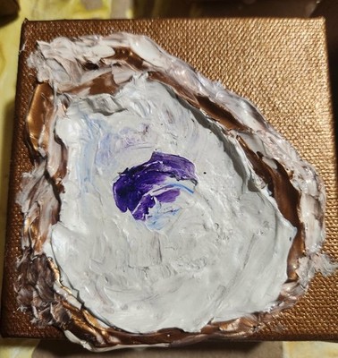 Original Art 4x4 Set Of 5 Canvas Acrylic Abstract Impasto Textured Art Bronze