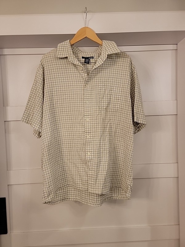 Mens Short Sleeve Button Down XL Basic Editions Y2k Era Collared Shirt