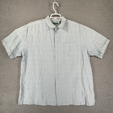 Cubavera Cuban Shirt Mens XL Guayabera Button Up Linen Blend Light Blue Striped