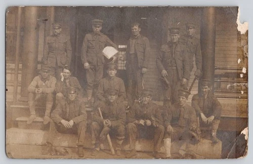 Postcard RPPC - US WW1 Military Soldiers w Baseball Gear 1912
