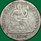 1886 Seated Liberty Dime Fine F Coin, Cleaning #37237