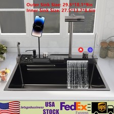 Stainless Steel Single Slot Digital Kitchen Sink Faucet Flying Rain Waterfall