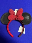 2026 Disney Parks Black Rhinestone Ears Red Rhinestone Bow Minnie Ears Headband