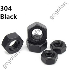 Black 304 Stainless Steel Hexagon Nut Hex Nut M2 M2.5 M3 M4 M5 M6 M8 M10 M12