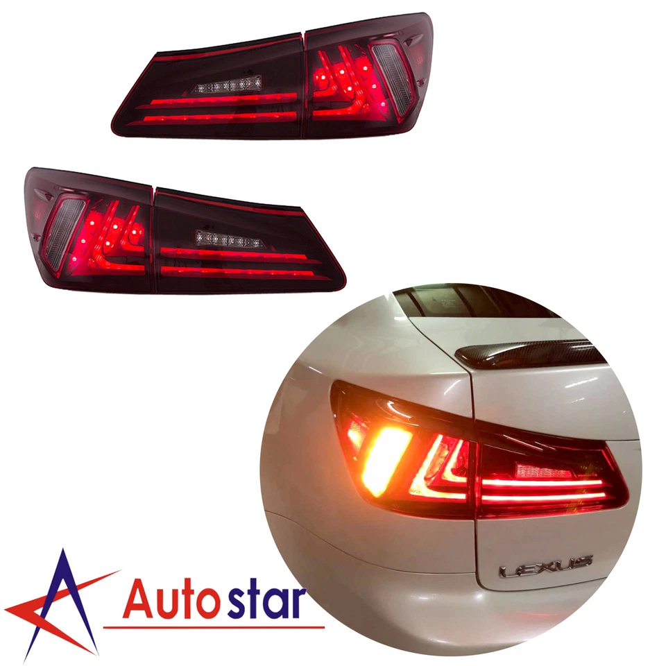 Luces traseras LED de lente roja 2 piezas aptas para Lexus IS250 IS350 IS F 2006-2012 Foto 3 de 4