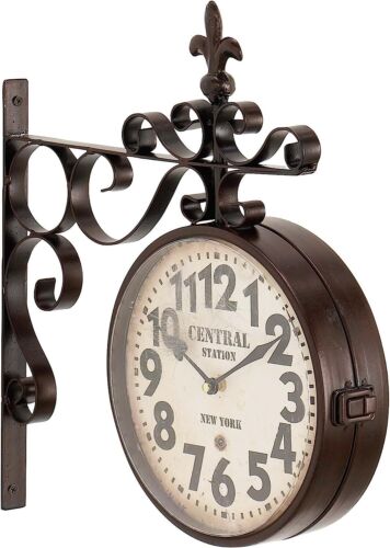 Deco 79 Metalowy zegar ścienny w stylu vintage z wzorami przewijanymi, 15" x 3" x 16" Czarny - Zdjęcie 1 z 5