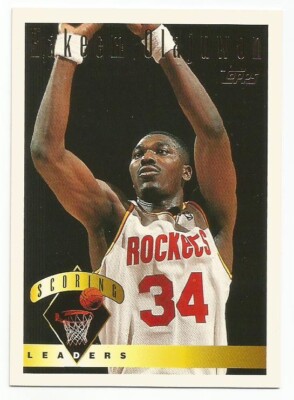 HAKEEM OLAJUWON 1995-96 TOPPS SCORING LEADERS CARD NEAR MINT+ CONDITION