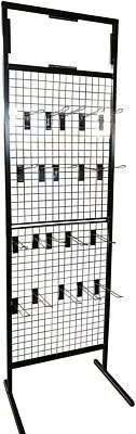 Retail Shop Display Stand Black Gridwall Mesh Panel + 20 Black Hooks