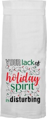Christmas Stay Put Flour Sack Kitchen Towel Holiday Spirit 26x26''
