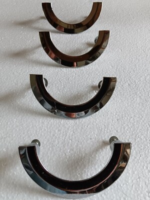 4 VTG MID CENTURY MCM AJAX ZAMAK CHROME DOOR DRAWER CABINET DRESSER PULL HANDLES